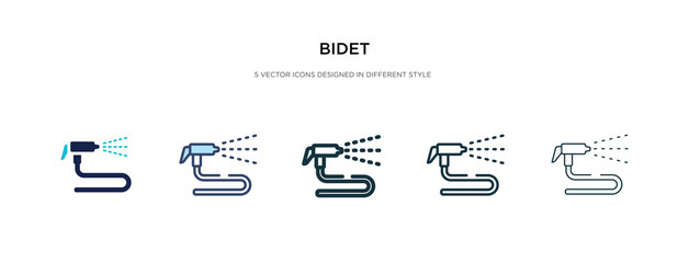 bidet icon in different style vector illustration. two colored and black bidet vector icons designed in filled, outline, line and stroke style can be used for web, mobile, ui - obrazy, fototapety, plakaty