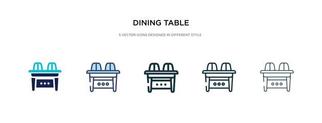 dining table icon in different style vector illustration. two colored and black dining table vector icons designed in filled, outline, line and stroke style can be used for web, mobile, ui