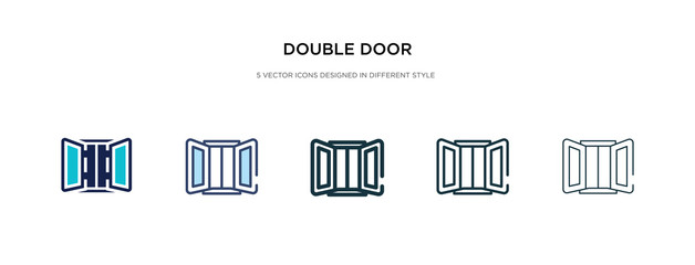 double door icon in different style vector illustration. two colored and black double door vector icons designed in filled, outline, line and stroke style can be used for web, mobile, ui