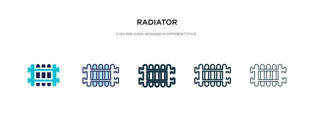 radiator icon in different style vector illustration. two colored and black radiator vector icons designed in filled, outline, line and stroke style can be used for web, mobile, ui