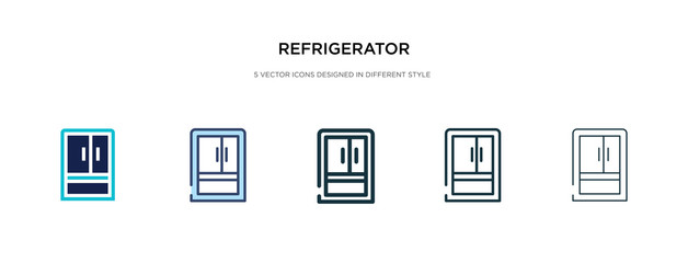 refrigerator icon in different style vector illustration. two colored and black refrigerator vector icons designed in filled, outline, line and stroke style can be used for web, mobile, ui