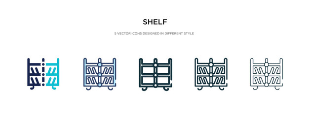 shelf icon in different style vector illustration. two colored and black shelf vector icons designed in filled, outline, line and stroke style can be used for web, mobile, ui