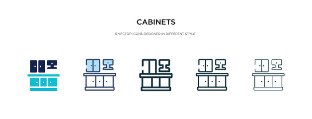 Fototapeta premium cabinets icon in different style vector illustration. two colored and black cabinets vector icons designed in filled, outline, line and stroke style can be used for web, mobile, ui