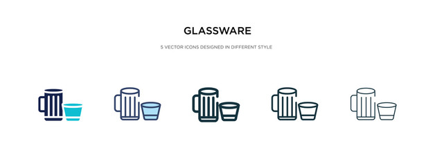 Fototapeta premium glassware icon in different style vector illustration. two colored and black glassware vector icons designed in filled, outline, line and stroke style can be used for web, mobile, ui