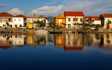 Fototapeta na wymiar Opuzen town in the Neretva delta River, Croatia
