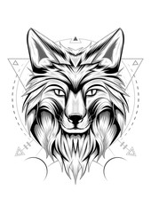 FOX logo design. tattoo fox. psychedelic