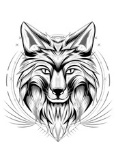 FOX head tattoo. psychedelic