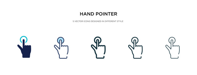 hand pointer icon in different style vector illustration. two colored and black hand pointer vector icons designed in filled, outline, line and stroke style can be used for web, mobile, ui