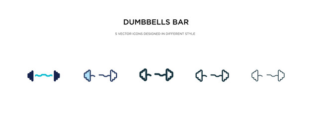 dumbbells bar icon in different style vector illustration. two colored and black dumbbells bar vector icons designed in filled, outline, line and stroke style can be used for web, mobile, ui