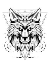 FOX head tattoo. psychedelic