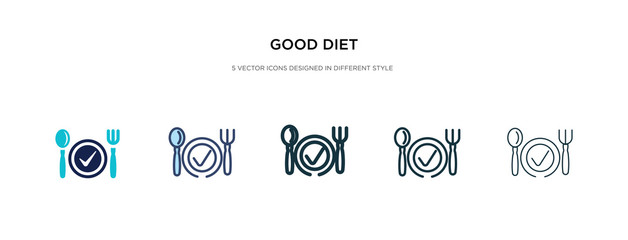 good diet icon in different style vector illustration. two colored and black good diet vector icons designed in filled, outline, line and stroke style can be used for web, mobile, ui