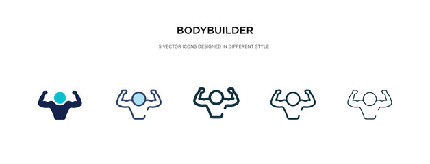 bodybuilder icon in different style vector illustration. two colored and black bodybuilder vector icons designed in filled, outline, line and stroke style can be used for web, mobile, ui