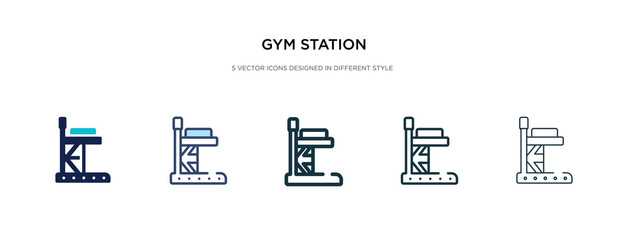 gym station icon in different style vector illustration. two colored and black gym station vector icons designed in filled, outline, line and stroke style can be used for web, mobile, ui