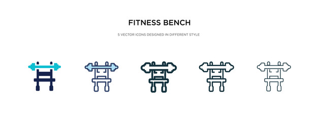 fitness bench icon in different style vector illustration. two colored and black fitness bench vector icons designed in filled, outline, line and stroke style can be used for web, mobile, ui