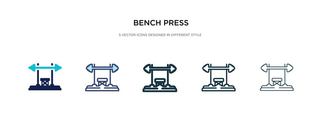 bench press icon in different style vector illustration. two colored and black bench press vector icons designed in filled, outline, line and stroke style can be used for web, mobile, ui