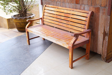 Plakat Outdoor long chair made from teak wood