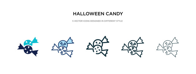halloween candy icon in different style vector illustration. two colored and black halloween candy vector icons designed in filled, outline, line and stroke style can be used for web, mobile, ui