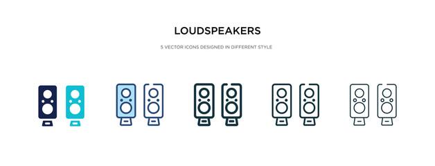 loudspeakers icon in different style vector illustration. two colored and black loudspeakers vector icons designed in filled, outline, line and stroke style can be used for web, mobile, ui