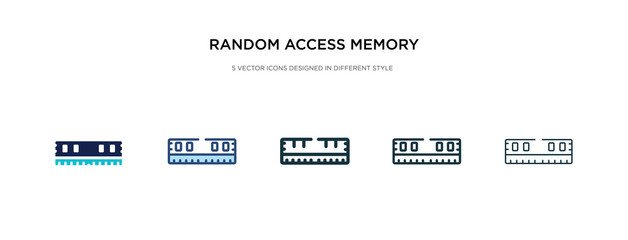 random access memory icon in different style vector illustration. two colored and black random access memory vector icons designed in filled, outline, line and stroke style can be used for web,