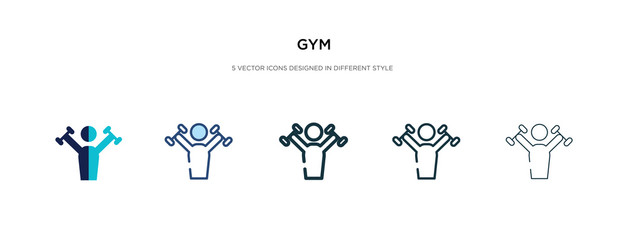 gym icon in different style vector illustration. two colored and black gym vector icons designed in filled, outline, line and stroke style can be used for web, mobile, ui