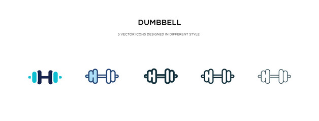 dumbbell icon in different style vector illustration. two colored and black dumbbell vector icons designed in filled, outline, line and stroke style can be used for web, mobile, ui