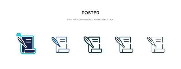 poster icon in different style vector illustration. two colored and black poster vector icons designed in filled, outline, line and stroke style can be used for web, mobile, ui