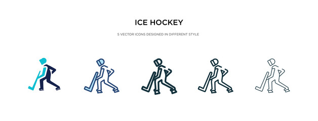 ice hockey icon in different style vector illustration. two colored and black ice hockey vector icons designed in filled, outline, line and stroke style can be used for web, mobile, ui