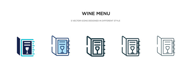 wine menu icon in different style vector illustration. two colored and black wine menu vector icons designed in filled, outline, line and stroke style can be used for web, mobile, ui