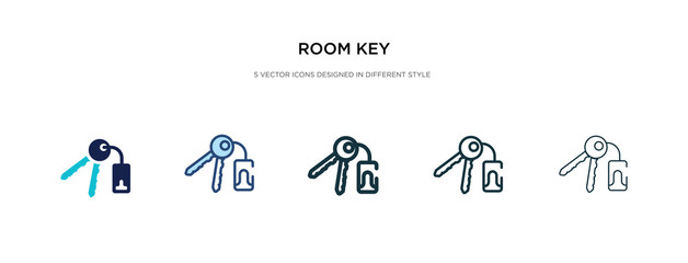 room key icon in different style vector illustration. two colored and black room key vector icons designed in filled, outline, line and stroke style can be used for web, mobile, ui