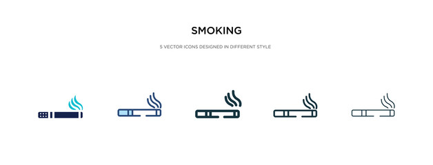 smoking icon in different style vector illustration. two colored and black smoking vector icons designed in filled, outline, line and stroke style can be used for web, mobile, ui © zaurrahimov
