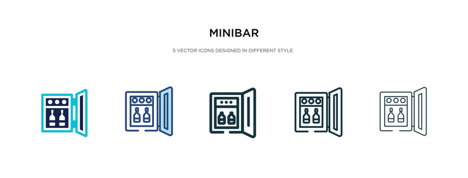 minibar icon in different style vector illustration. two colored and black minibar vector icons designed in filled, outline, line and stroke style can be used for web, mobile, ui