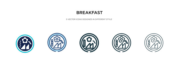 breakfast icon in different style vector illustration. two colored and black breakfast vector icons designed in filled, outline, line and stroke style can be used for web, mobile, ui