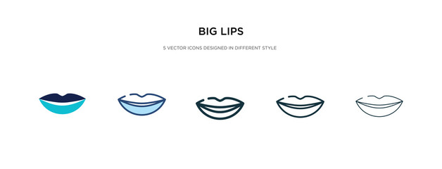 big lips icon in different style vector illustration. two colored and black big lips vector icons designed in filled, outline, line and stroke style can be used for web, mobile, ui