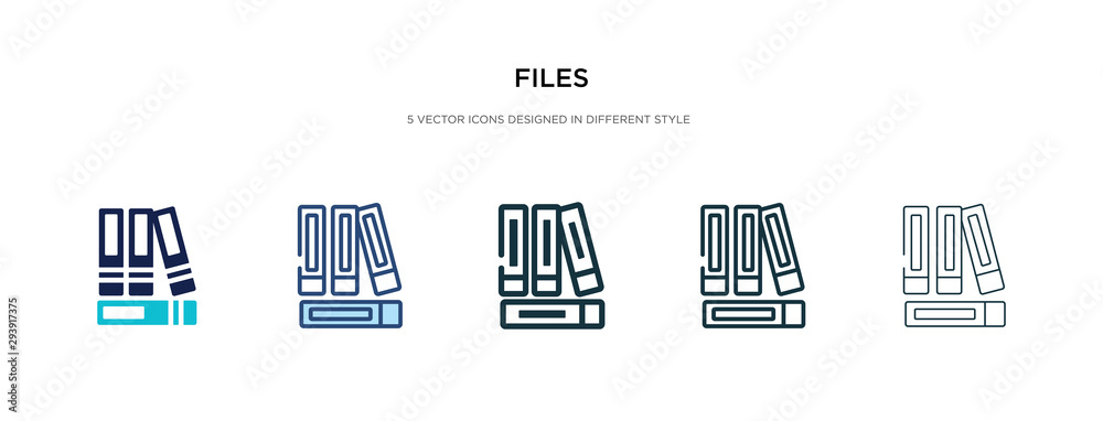 Aufkleber files icon in different style vector illustration. two colored and black files vector icons designed