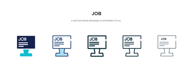 job icon in different style vector illustration. two colored and black job vector icons designed in filled, outline, line and stroke style can be used for web, mobile, ui