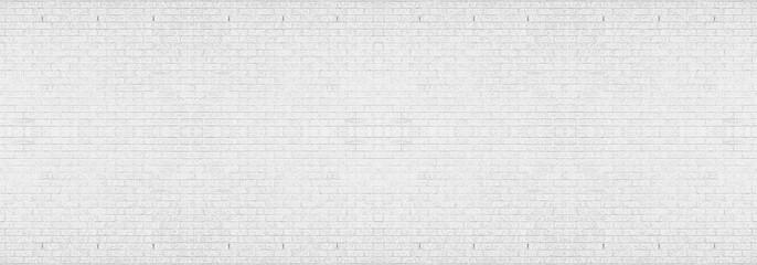 Abstract white brick wall texture for your design background or wallpaper. Panorama picture.
