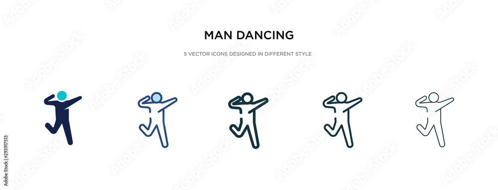Wall mural man dancing icon in different style vector illustration. two colored and black man dancing vector ic