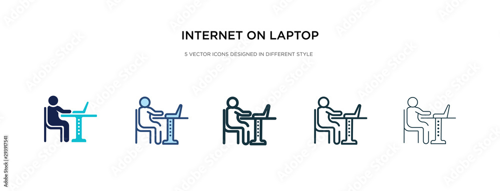 Poster internet on laptop computer icon in different style vector illustration. two colored and black inter