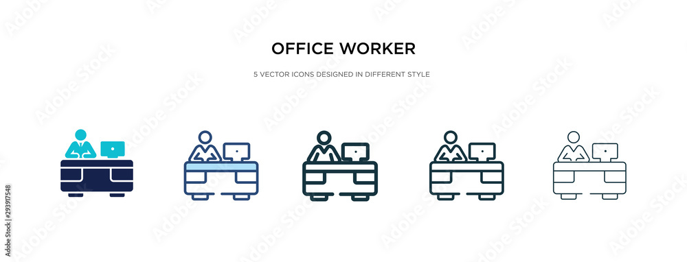 Sticker office worker icon in different style vector illustration. two colored and black office worker vecto