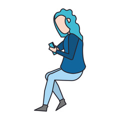 woman with smartphone isolated icon