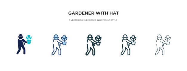 gardener with hat icon in different style vector illustration. two colored and black gardener with hat vector icons designed in filled, outline, line and stroke style can be used for web, mobile, ui