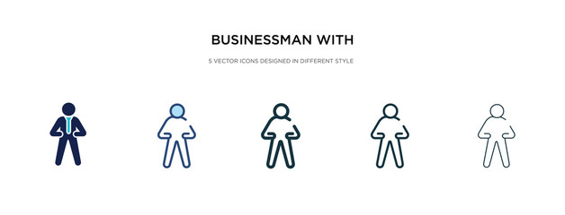 businessman with tie icon in different style vector illustration. two colored and black businessman with tie vector icons designed in filled, outline, line and stroke style can be used for web,