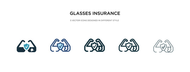 glasses insurance icon in different style vector illustration. two colored and black glasses insurance vector icons designed in filled, outline, line and stroke style can be used for web, mobile, ui
