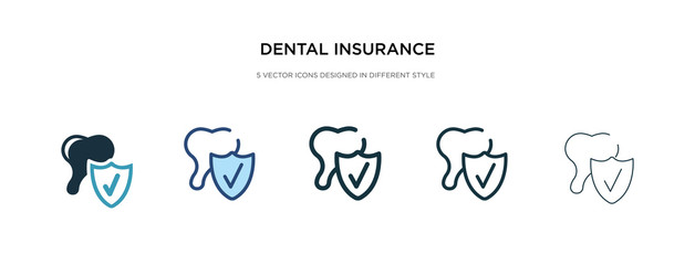 dental insurance icon in different style vector illustration. two colored and black dental insurance vector icons designed in filled, outline, line and stroke style can be used for web, mobile, ui