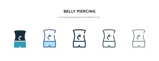 belly piercing icon in different style vector illustration. two colored and black belly piercing vector icons designed in filled, outline, line and stroke style can be used for web, mobile, ui