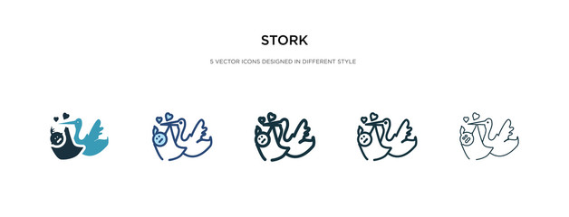 stork icon in different style vector illustration. two colored and black stork vector icons designed in filled, outline, line and stroke style can be used for web, mobile, ui