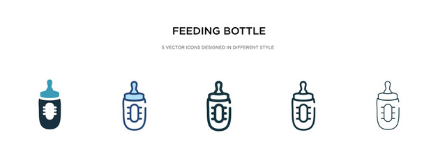 feeding bottle icon in different style vector illustration. two colored and black feeding bottle vector icons designed in filled, outline, line and stroke style can be used for web, mobile, ui