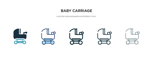 baby carriage icon in different style vector illustration. two colored and black baby carriage vector icons designed in filled, outline, line and stroke style can be used for web, mobile, ui