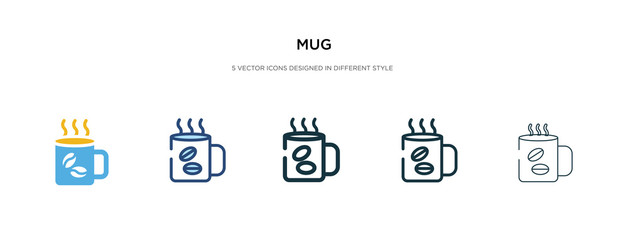 mug icon in different style vector illustration. two colored and black mug vector icons designed in filled, outline, line and stroke style can be used for web, mobile, ui