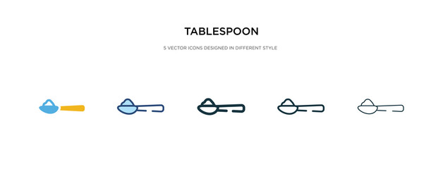 tablespoon icon in different style vector illustration. two colored and black tablespoon vector icons designed in filled, outline, line and stroke style can be used for web, mobile, ui - obrazy, fototapety, plakaty